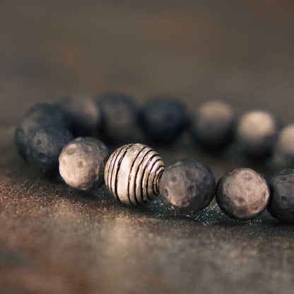 Buddhist Blessing Natural Silver Sheen Obsidian Lunar Meteorite Protection Bracelet