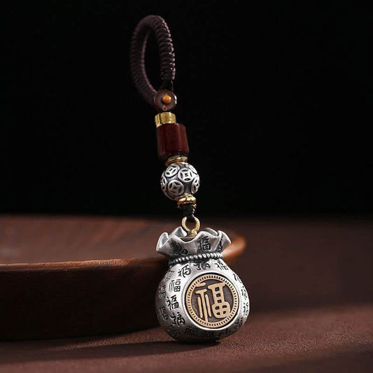 Buddhist Blessing Fu Character Money Bag Making Money Every Day Fortune Key Chain