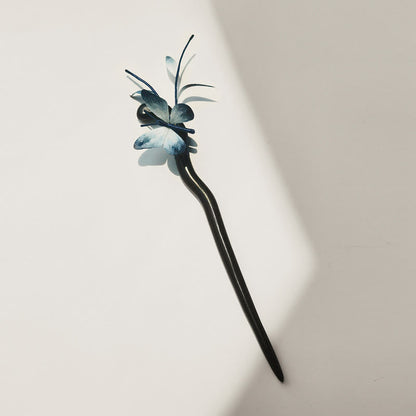 Buddhist Blessing Handmade Velvet Flower Mulberry Silk Butterfly Brooch Hairpin