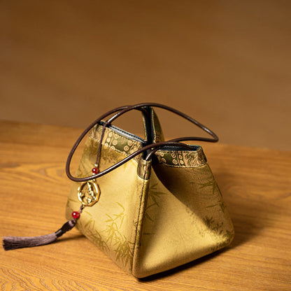 Buddhist Blessing Bamboo Branches Bead Pendant Tassel Xiangyunsha Silk Shoulder Bag Hangbags