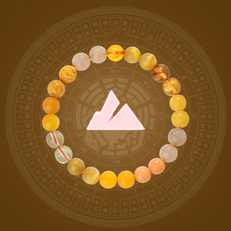Buddhist Blessing Five Elements Various Agate Crystal Rutilated Quartz Tiger Eye Yellow Agate Citrine Luck Bracelet