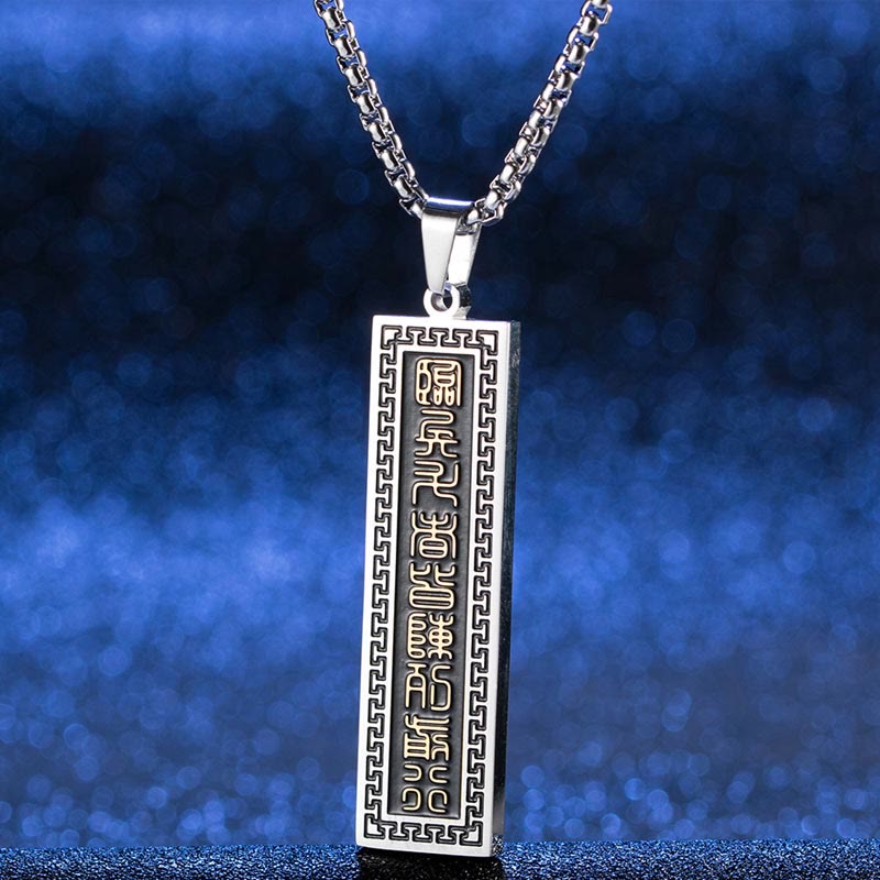 Buddhist Blessing The Nine-word Mantra Titanium Steel Bagua Yin Yang Balance Necklace Pendant