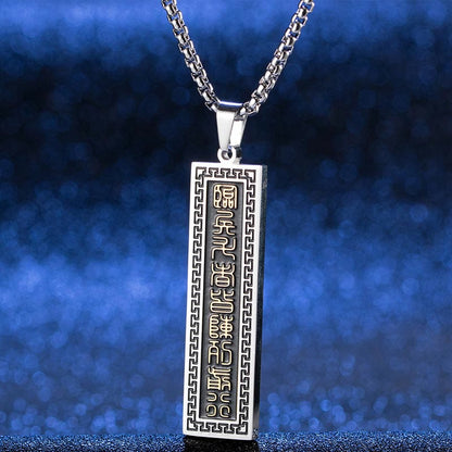 Buddhist Blessing The Nine-word Mantra Titanium Steel Bagua Yin Yang Balance Necklace Pendant