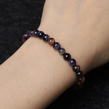 Buddhist Blessing Natural Purple Tiger Eye Protection Strength Bracelet