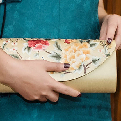 Buddhist Blessing Peony Tulip Su Embroidery Wedding Shopping Purse Handbag Crossbody Bag