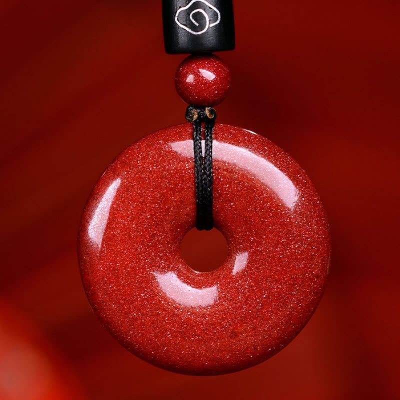 Buddhist Blessing Chinese Zodiac Cinnabar Peace Buckle Calm Necklace Pendant