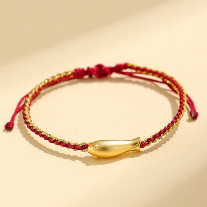 Buddhist Blessing 999 Sterling Silver Lucky Koi Fish Protection Rope Bracelet