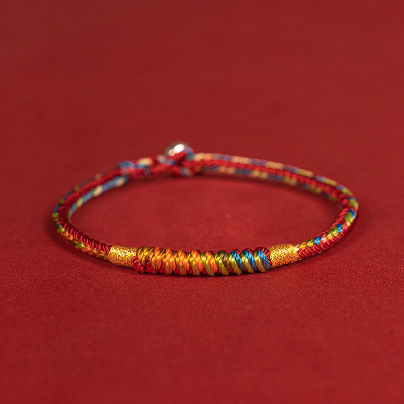 Buddhist Blessing Multicolor Red String Alloy 925 Sterling Silver Buckle Protection Bracelet