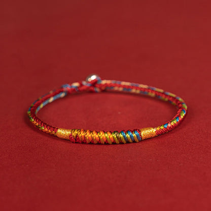 Buddhist Blessing Multicolor Red String Alloy 925 Sterling Silver Buckle Protection Bracelet