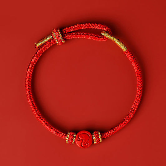 Buddhist Blessing Chinese Zodiac Red String Eight Thread Peace Knot Cinnabar Protection Luck Bracelet