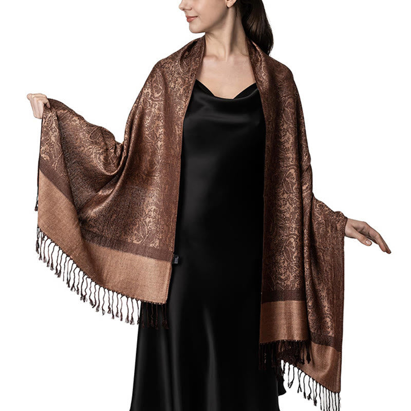 Buddhist Blessing Tibetan Cashew Jacquard Tassels Shawl Spring Fall Winter Warm Cozy Scarf Wrap