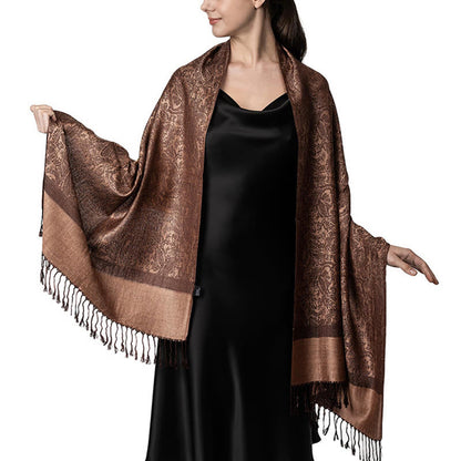 Buddhist Blessing Tibetan Cashew Jacquard Tassels Shawl Spring Fall Winter Warm Cozy Scarf Wrap