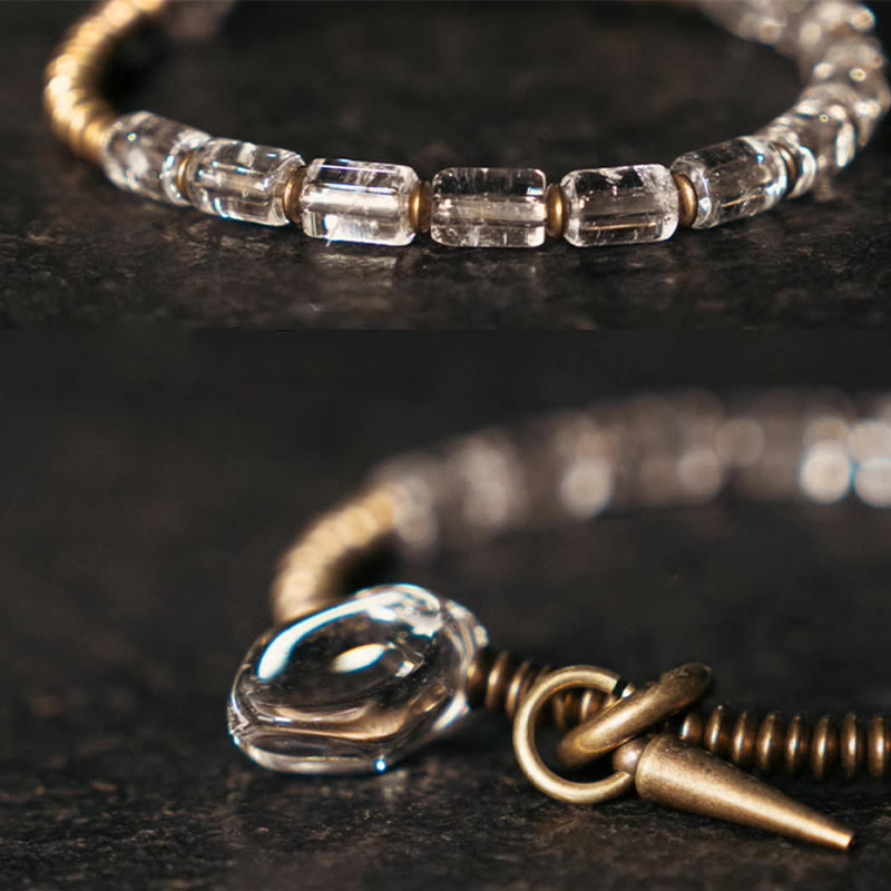 Buddhist Blessing Copper White Crystal Luck Bracelet