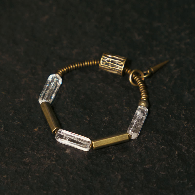 Buddhist Blessing Copper Square White Crystal Luck Bracelet