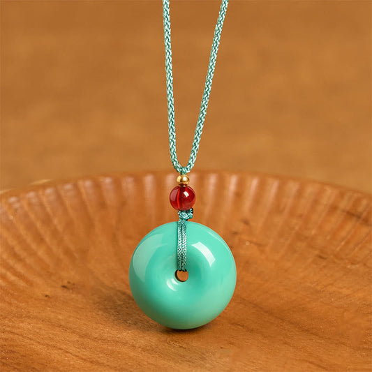 Buddhist Blessing Turquoise Peace Buckle Rope Balance Necklace Pendant