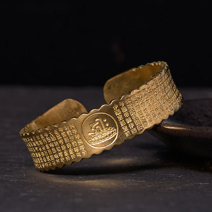 Buddhist Blessing Great Compassion Mantra Copper Brass Luck Self Care Bracelet Bangle