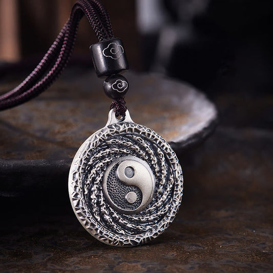 Buddhist Blessing 999 Sterling Silver Tai Chi Yin Yang Bagua Design Mountain Ghosts Spend Money Necklace Pendant