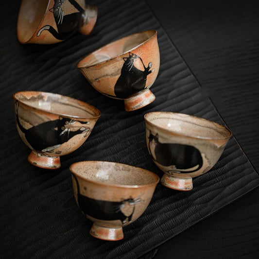 Buddhist Blessing Small Cute Cat Teacup Kung Fu Tea Cup 60ml