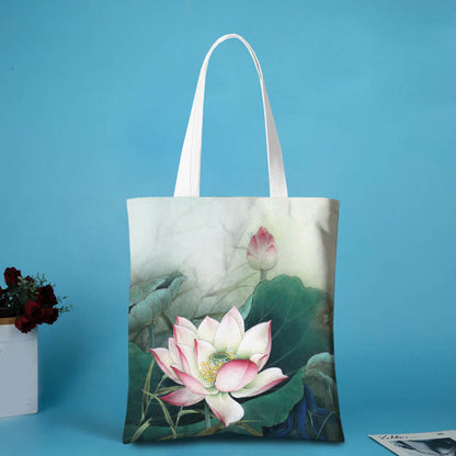 Buddhist Blessing Lotus Shape Canvas Shoulder Bag