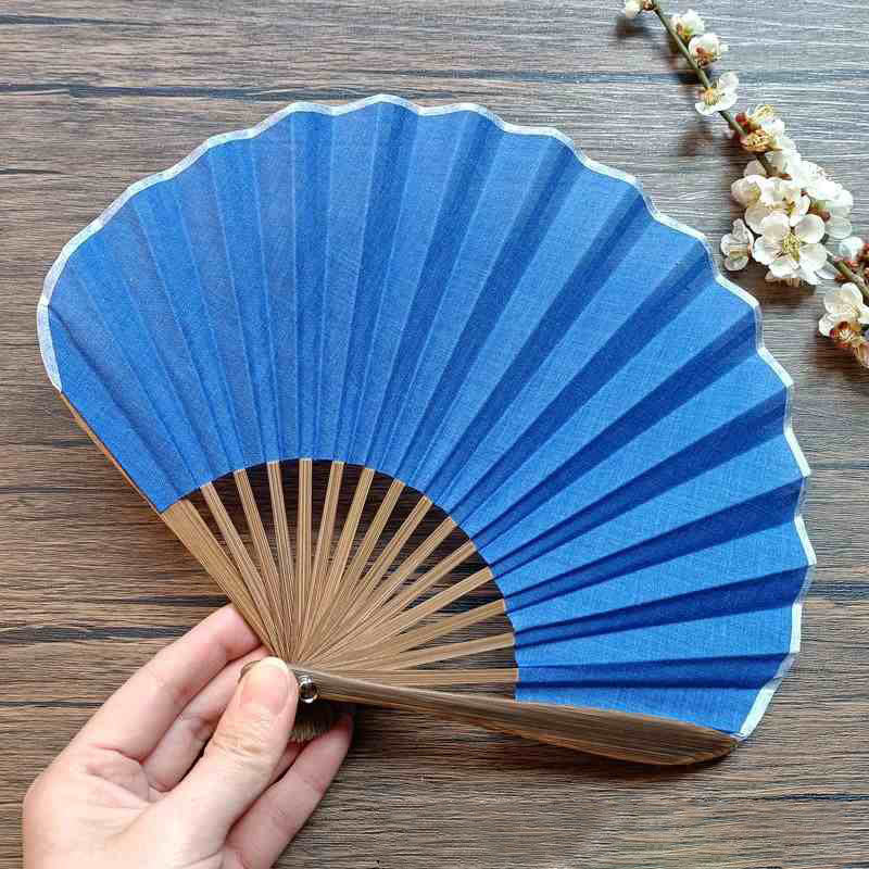 Buddhist Blessing Retro Solid Color Shell Shape Handheld Bamboo Folding Fan