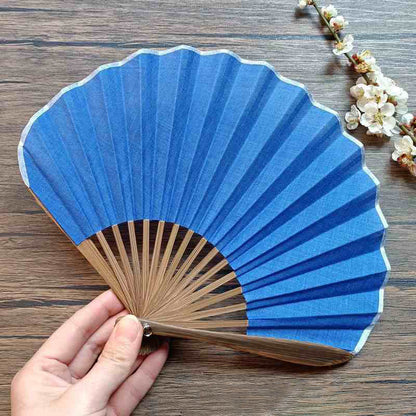 Buddhist Blessing Retro Solid Color Shell Shape Handheld Bamboo Folding Fan