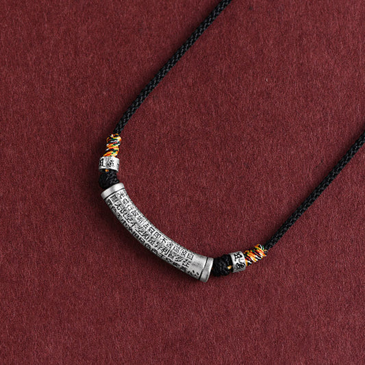 Buddhist Blessing 999 Sterling Silver Six True Word Heart Sutra String Necklace Pendant