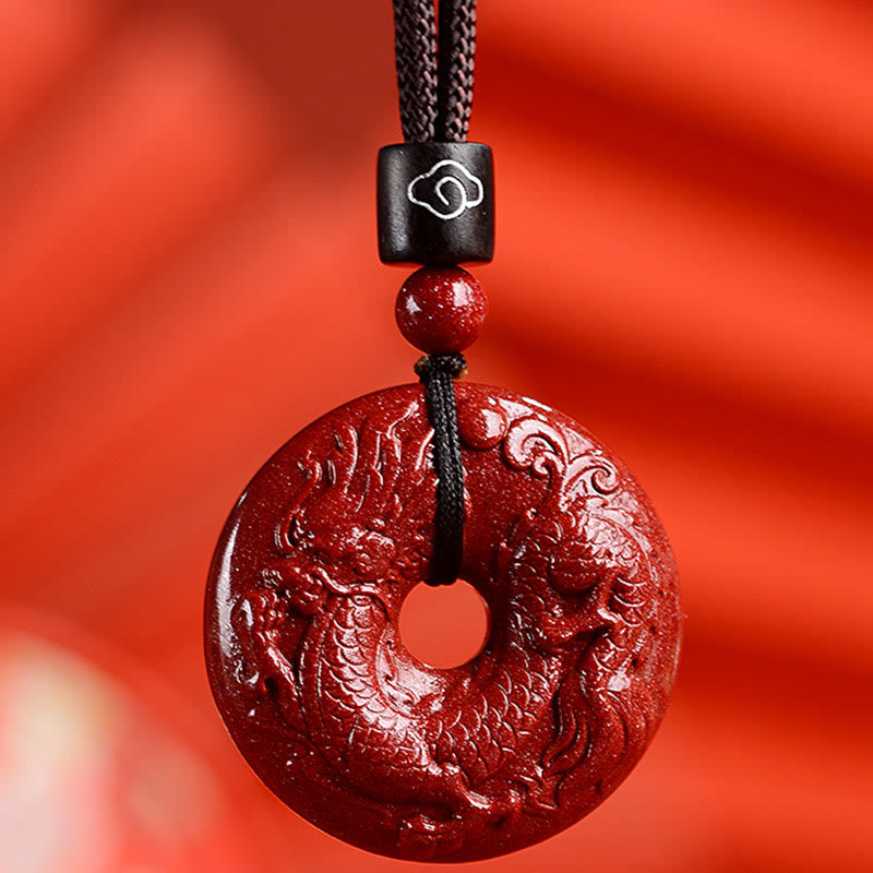 Buddhist Blessing Chinese Zodiac Cinnabar Peace Buckle Calm Necklace Pendant