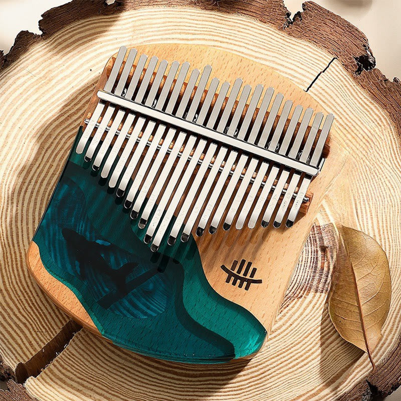 Buddhist Blessing Kalimba 17/21 Keys Thumb Piano Beech Wood Deep Sea Blue Whale Portable Finger Piano
