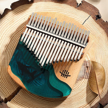 Buddhist Blessing Kalimba 17/21 Keys Thumb Piano Beech Wood Deep Sea Blue Whale Portable Finger Piano