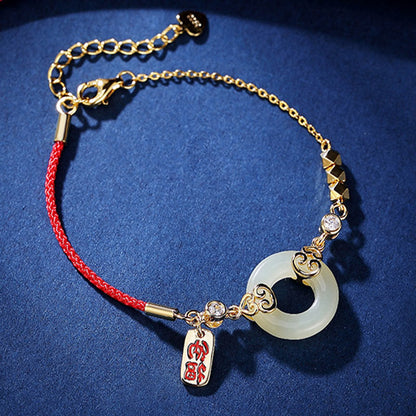 Buddhist Blessing 925 Sterling Silver Natural Hetian Jade Gourd Peace Buckle Zircon Luck Bracelet Necklace Pendant Earrings