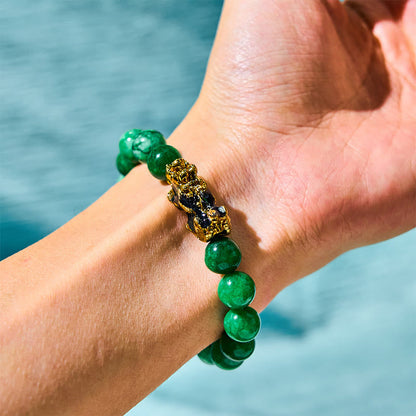 Buddhist Blessing FengShui PiXiu Jade Protection Bracelet