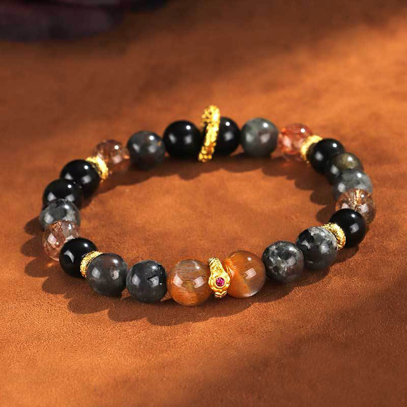 Buddhist Blessing Sun Stone Lava Rock Positive Bracelet