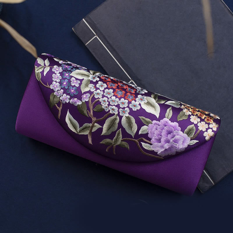 Buddhist Blessing Hydrangea Su Embroidery Wedding Shopping Wallet Purse Handbag Crossbody Bag