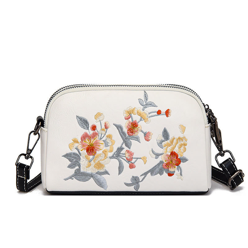 Buddhist Blessing Peony Pomegranate Flowers Su Embroidery Journey Shopping Purse Shoulder Bag Crossbody Bag