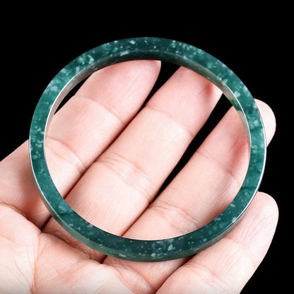 Buddhist Blessing Natural Jade Abundance Thin Bracelet Bangle