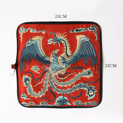 Buddhist Blessing Mythical Beast Phoenix Dragon Qilin Su Embroidery Ticket Folder Storage Journey Shopping Purse Handbag