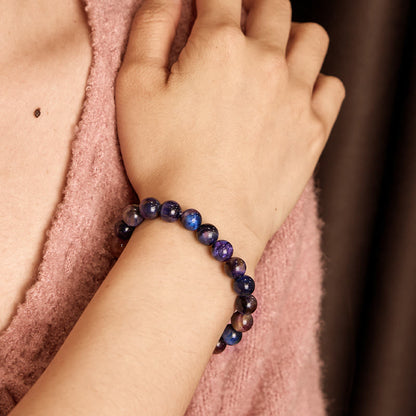 Buddhist Blessing Natural Purple Tiger Eye Protection Strength Bracelet