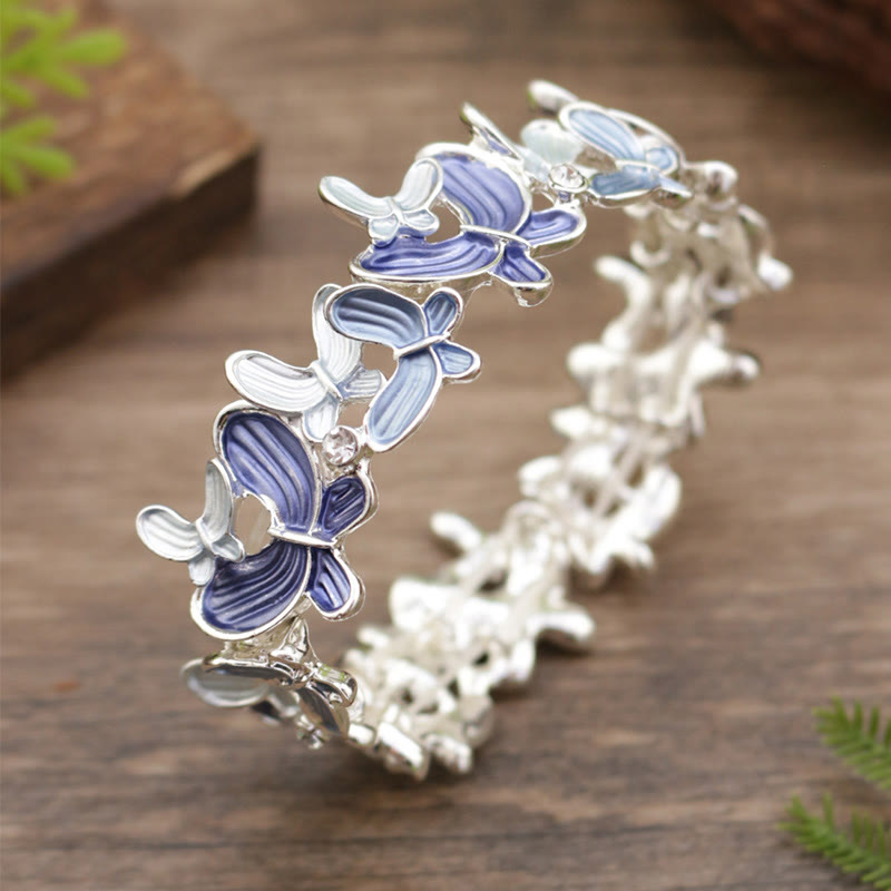 Buddhist Blessing Colorful Butterfly Love Alloy Elastic Bracelet Bangle