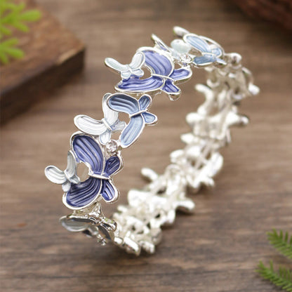 Buddhist Blessing Colorful Butterfly Love Alloy Elastic Bracelet Bangle