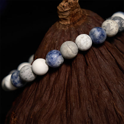 Buddhist Blessing White Turquoise Picasso Jasper Blue Spot Jasper Relaxation Bracelet