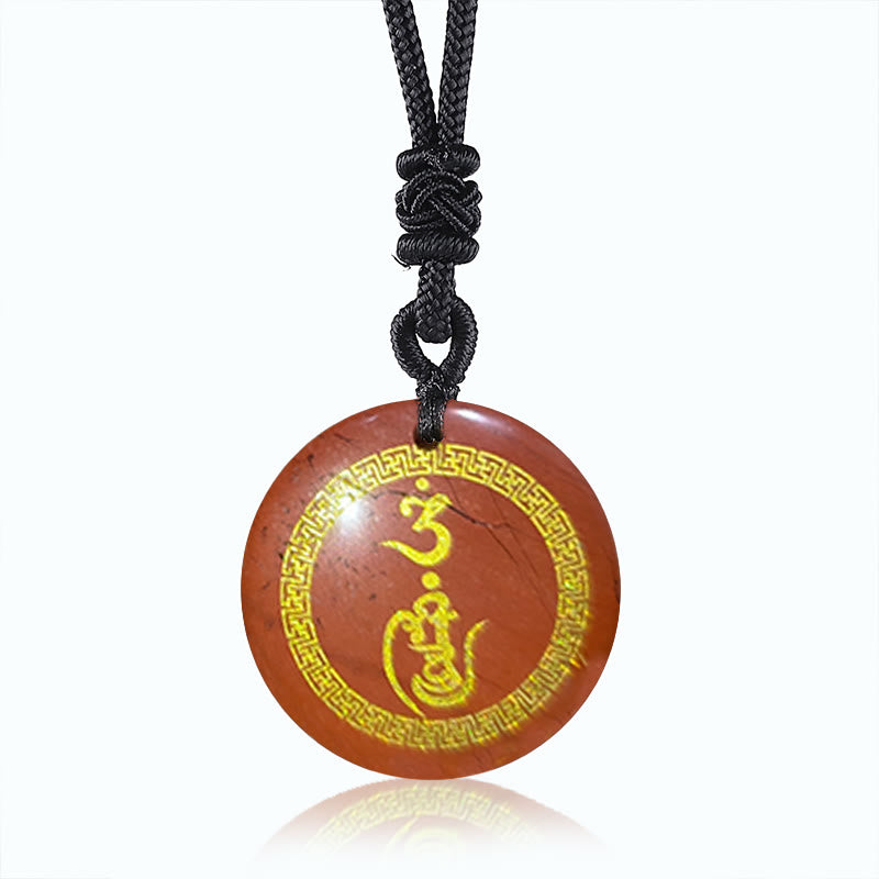 Buddhist Blessing Swastika Pattern Vajra Protection Mantra Natural Various Crystal Black Obsidian Purification Necklace Pendant