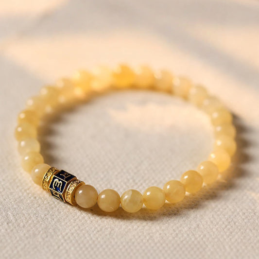 Buddhist Blessing Topaz Beads Om Mani Padme Hum Fortune Bracelet