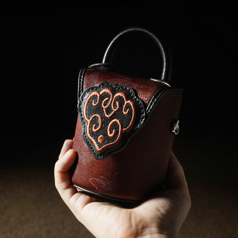 Buddhist Blessing Auspicious Clouds Butterfly Flowers Xiangyunsha Silk Crossbody Bag Hangbags