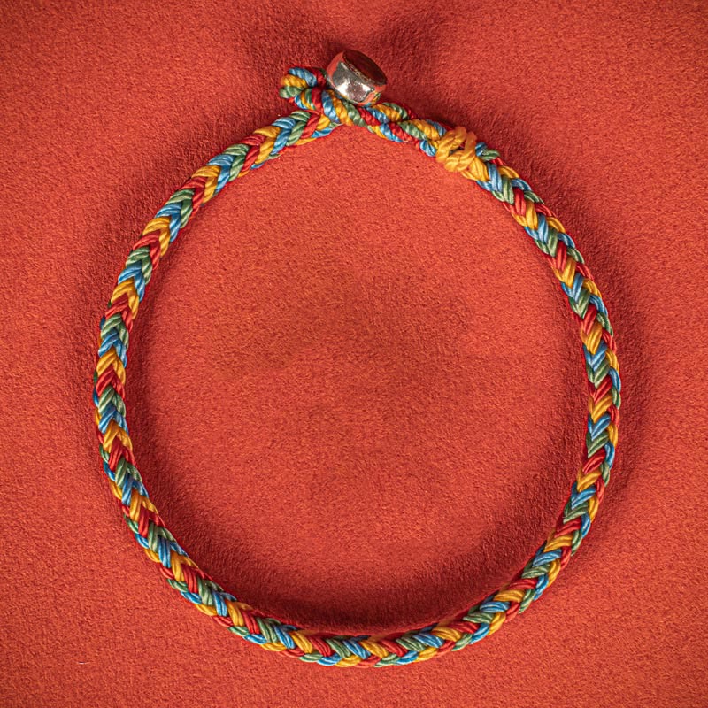 Buddhist Blessing 925 Sterling Silver Eight Thread Peace Knot Colorful Rope Luck Braided Bracelet