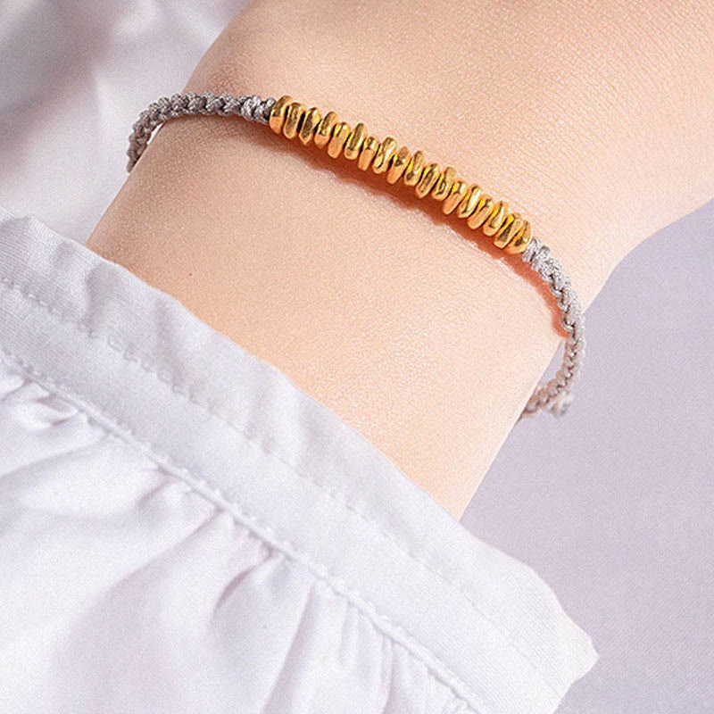 Buddhist Blessing 999 Gold Small Gold Pieces Design Handmade Protection Braided Rope Bracelet