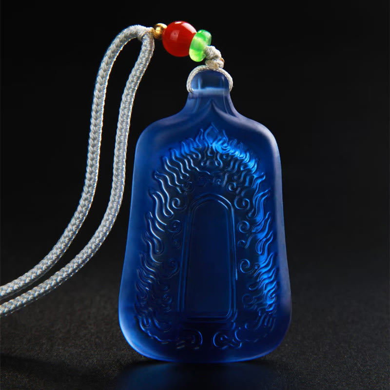 Buddhist Blessing Tibetan Medicine Buddha Liuli Crystal Compassion Serenity Necklace Pendant