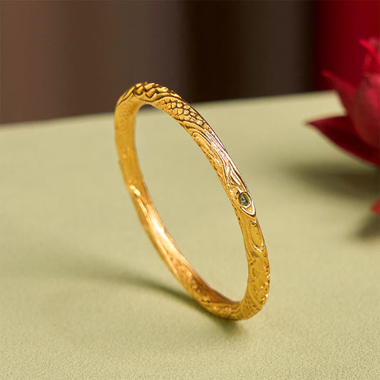 Buddhist Blessing Hollow Universe Circle Design Copper Plated Gold Wealth Bracelet Bangle