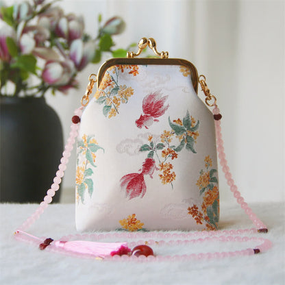 Buddhist Blessing Retro Chinese Embroidery Pearl Chain Crossbody Bag Shoudler Bag
