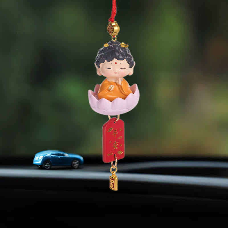 Buddhist Blessing Lotus Avalokitesvara Buddhist Blessing  Fu Character Wealth Car Hanging Decoration