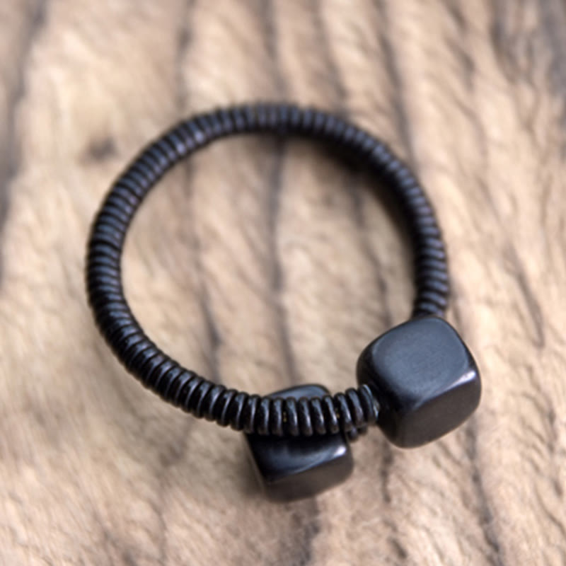 Buddhist Blessing Ebony Wood Green Sandalwood Cube Balance Bracelet